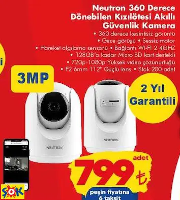 NEUTRON 360 DERECE DÖNEBİLEN KIZILÖTESİ AKILLI GÜVENLİK KAMERA NEUTRON 360 DERECE DÖNEBİLEN KIZILÖTESİ AKILLI GÜVENLİK KAMERA
